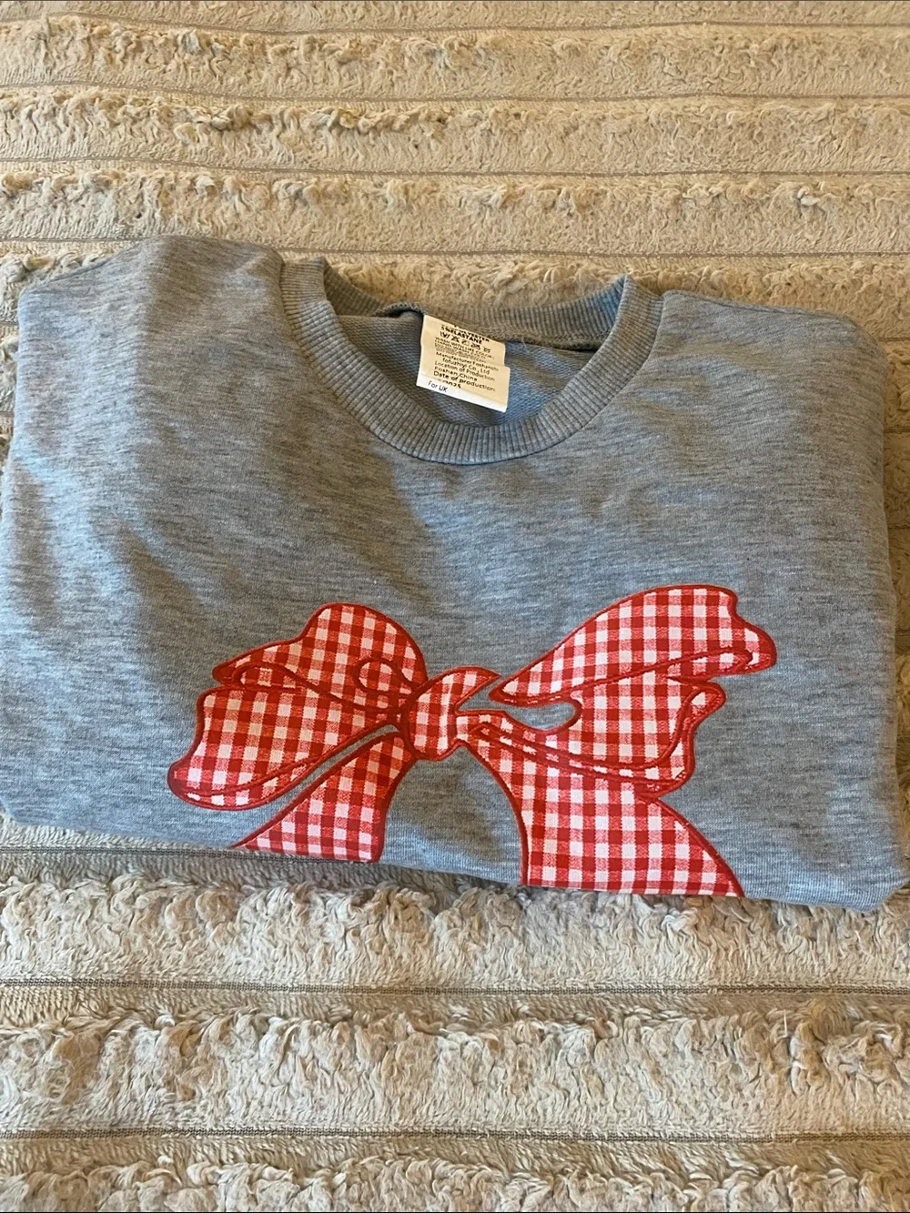 NWOT, Kids Grey Set with Red Gingham Bow